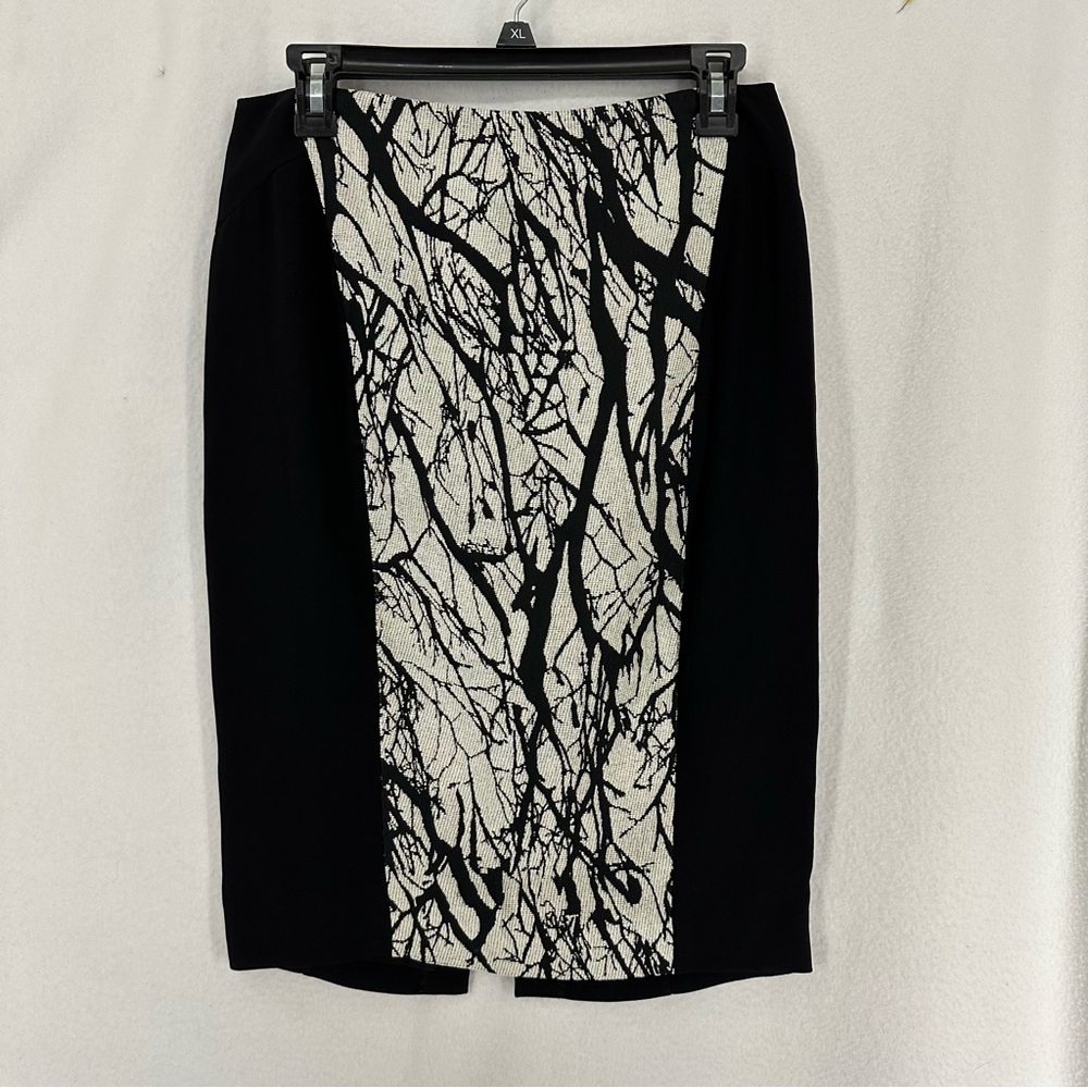 Rachel Roy Midi Pencil Skirt Tree Branch Womens 4 Black